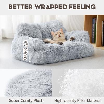 Show full view: MewooFun Calming Dog & Cat Sofa Bed with Removable Cover, 26-in, Gray slide 7 of 8
