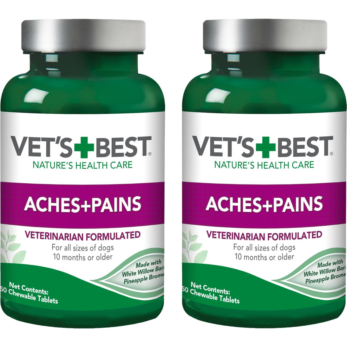 Vet's Best Aches + Pains Vet Formulated for Dog Occasional Discomfort Hip & Joint Support Chew Supplement for Dogs, 100 count bundle