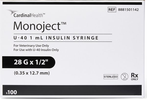 Monoject Insulin Syringes U-40 0.5-in x 28G