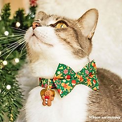 Made By Cleo Christmas Treats Green Cat Bow Tie slide 2 of 4