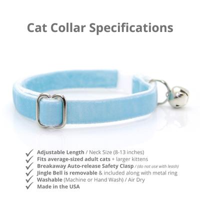 Show full view: Made By Cleo Velvet Frosty Blue Cat Collar slide 2 of 5