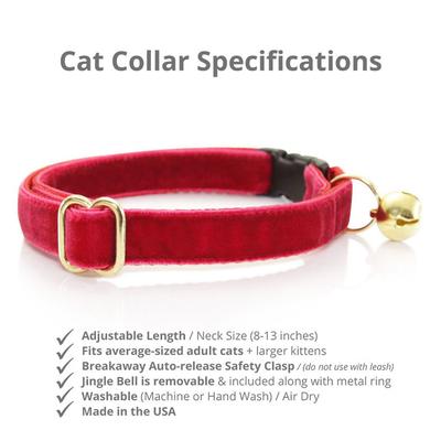 Show full view: Made By Cleo Velvet Garnet Red Cat Collar slide 2 of 9