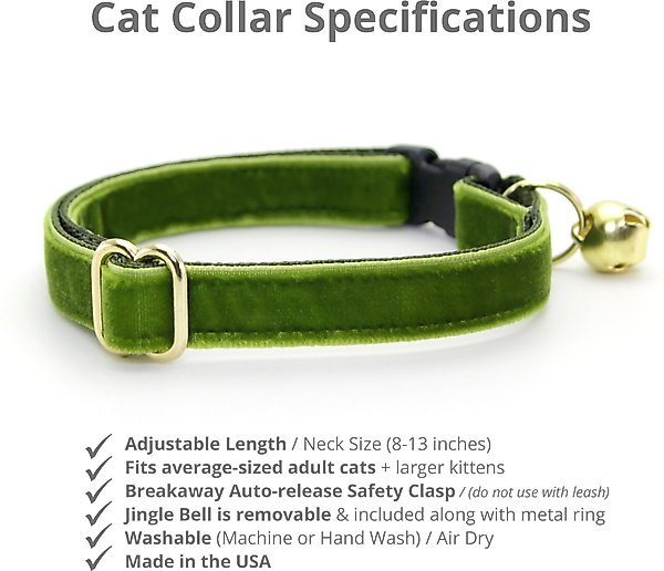 Show full view: Made By Cleo Velvet Leaf Green Cat Collar slide 2 of 6