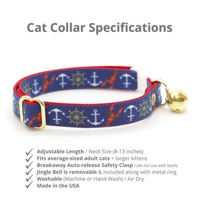 Show full view: Made By Cleo Nautical Navy Cat Collar slide 2 of 4