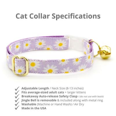 Show full view: Made By Cleo Daisies Purple Cat Collar slide 2 of 4