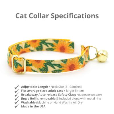 Show full view: Made By Cleo Sunflowers Cat Collar slide 2 of 5