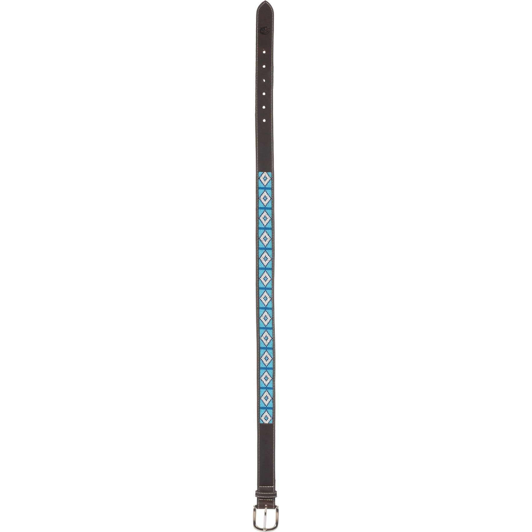 Equinavia Estelle Hand Beaded Horse Riding Belt, Dark Brown/Royal Blue, X-Small