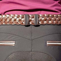 Equinavia Kari Braided Wide Leather Horse Riding Belt, Chocolate Brown, Medium