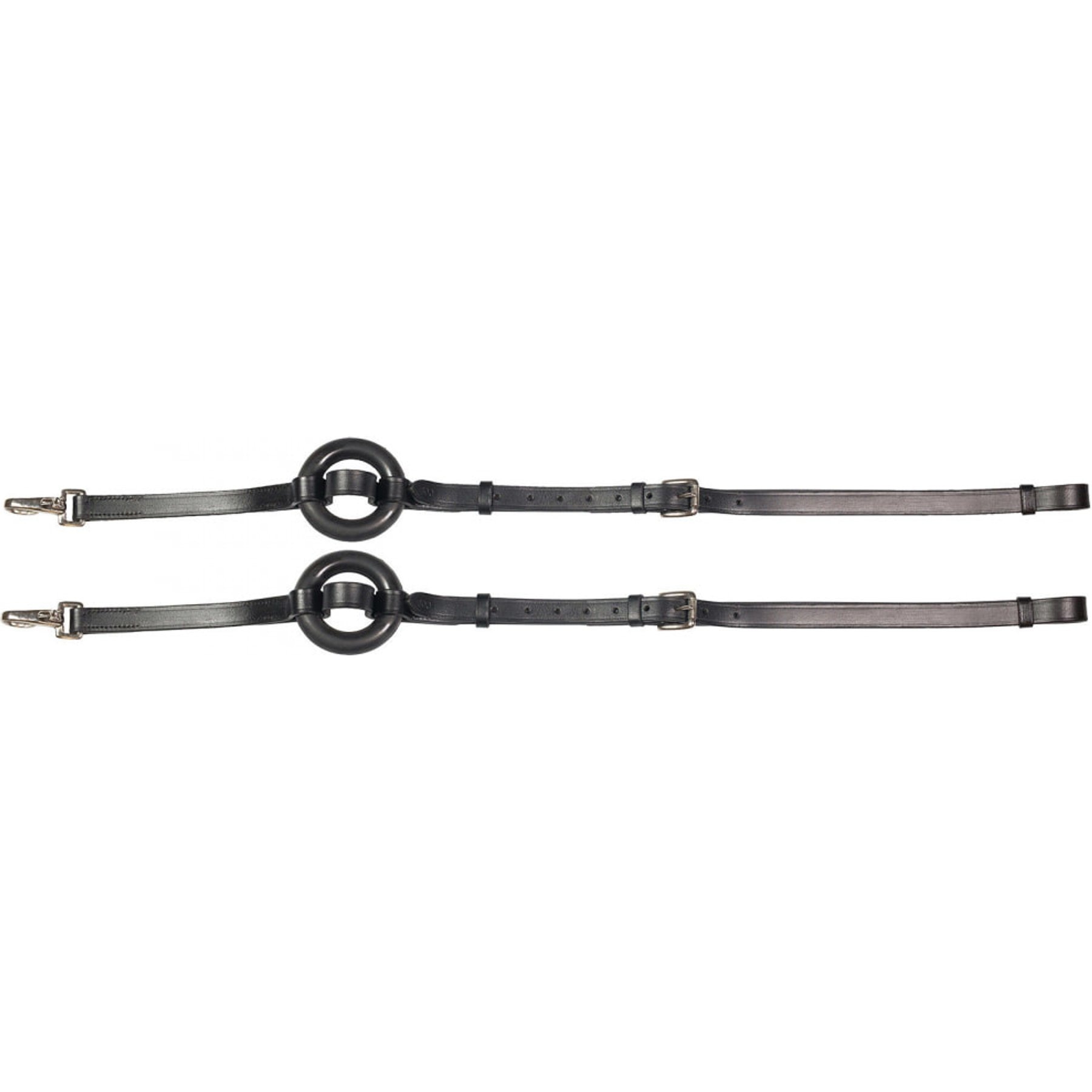 Horze Leather Side Horse Reins with Rubber Donuts, Black, Cob