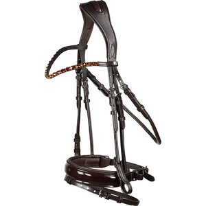 Horze Clermont Ergonomic Crystal Horse Bridle, Dark Brown, Warmblood
