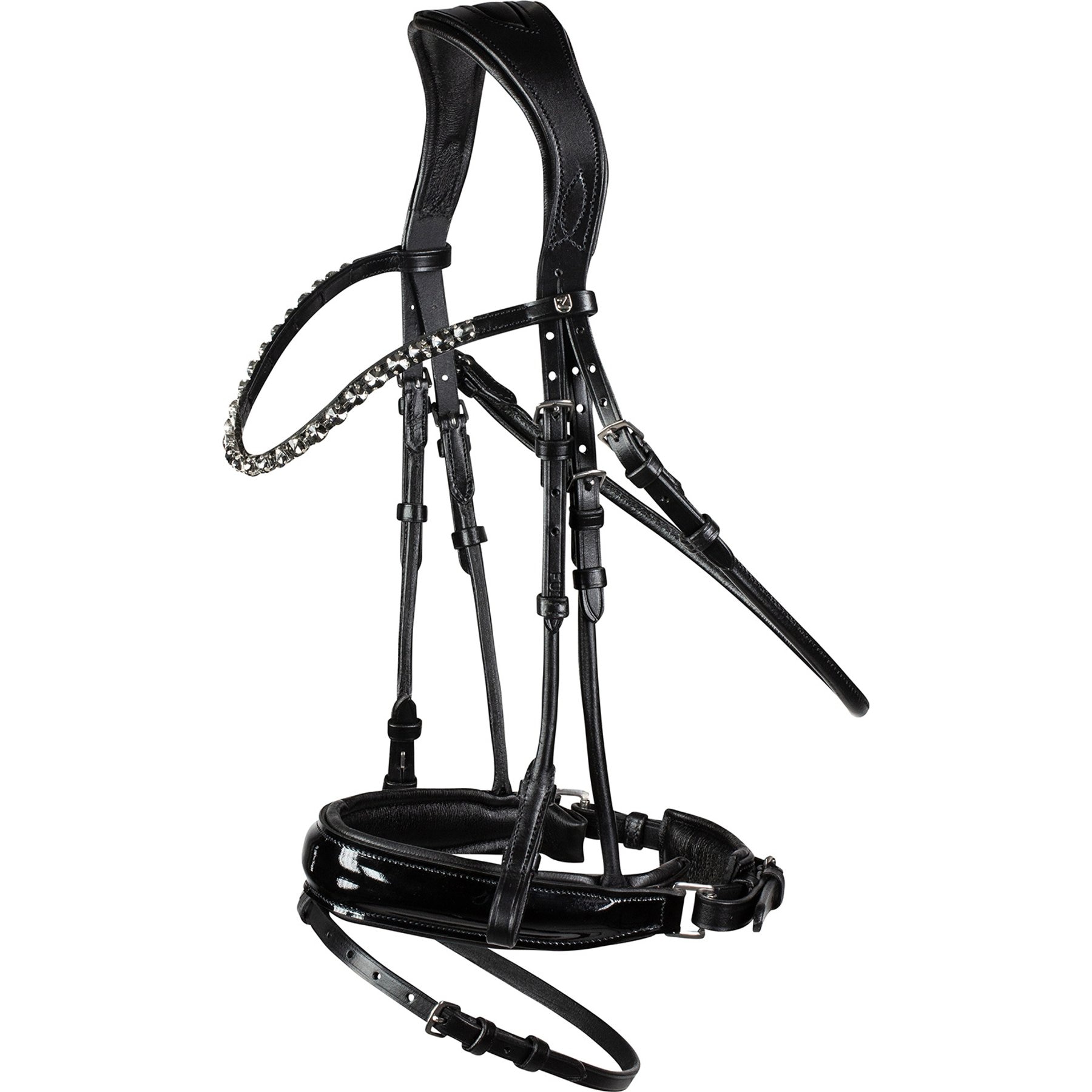 Horze Clermont Ergonomic Crystal Horse Bridle, Black, Warmblood