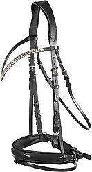 Horze Grayson Classic Dressage Ergonomic Horse Bridle, Black, Horse