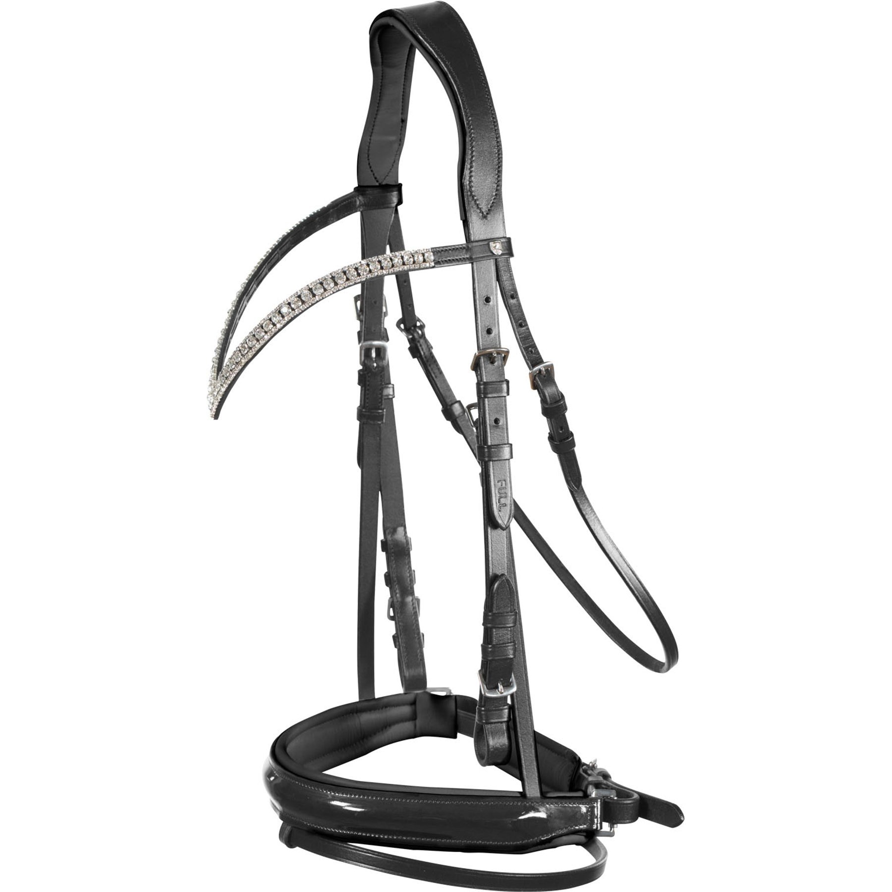 Horze Grayson Classic Dressage Ergonomic Horse Bridle, Black, Horse
