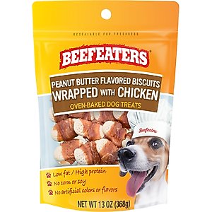 Beefeaters Peanut Butter Biscuit Chicken Jerky Dog Treats, 13-oz bag