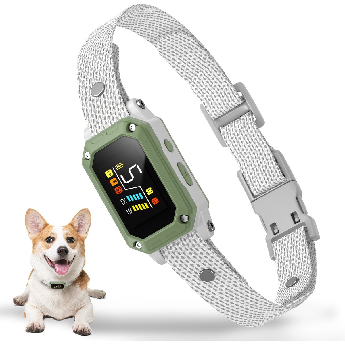 PATPET Waterproof Smart Anti-Bark Dog Collar, Green