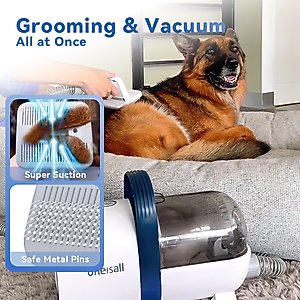 OneIsAll 7 Tool Pet Hair Vacuum & Grooming Kit, 1.5-L