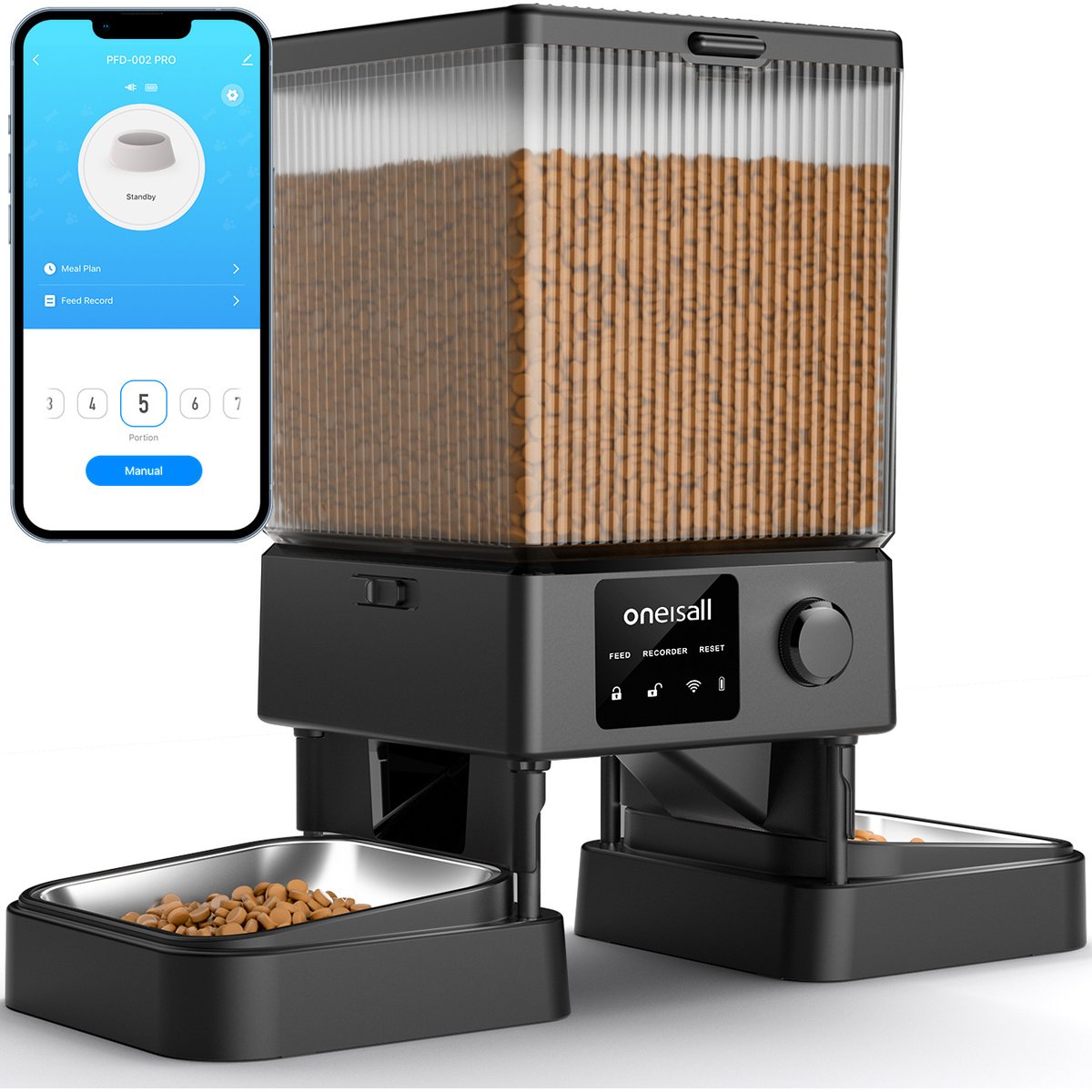 OneIsAll 5G Wifi Automatic Cat Feeder, 20-cup