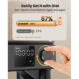 OneIsAll Stainless Steel Automatic Two Bowl Cat Feeder, Black, 20-cup