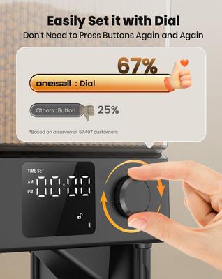 Show full view: OneIsAll Stainless Steel Automatic Two Bowl Cat Feeder, Black, 20-cup slide 5 of 12