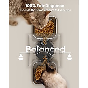 OneIsAll Stainless Steel Automatic Two Bowl Cat Feeder, Black, 20-cup