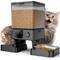 Show in main carousel: OneIsAll Stainless Steel Automatic Two Bowl Cat Feeder, Black, 20-cup slide 1 of 12