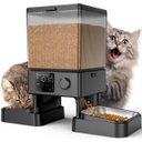 OneIsAll Stainless Steel Automatic Two Bowl Cat Feeder, Black, 20-cup