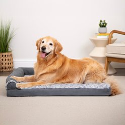FurHaven Two-Tone Deluxe Chaise Orthopedic Dog Bed with Removable Cover, Stone Gray, Large