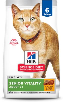 Show full view: Hill's Science Diet 7+ Senior Vitality Chicken Recipe, 6-lb bag + Urinary Hairball Control Dry Cat Food, 7-lb bag slide 2 of 9