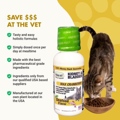 Show full view: Liquid-Vet Kidney & Bladder Support Seafood Flavor Cat Supplement, 8-fl oz bottle slide 6 of 13