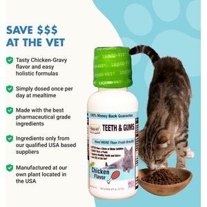 Liquid-Vet Teeth & Gums Support Chicken Flavor Cat Supplement, 8-fl oz bottle