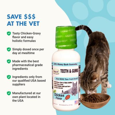 Show full view: Liquid-Vet Teeth & Gums Support Chicken Flavor Cat Supplement, 8-fl oz bottle slide 6 of 12