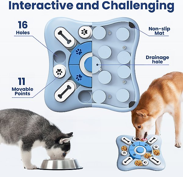 Show full view: PawsPik Interactive Treat Dispensing Puzzle Dog Toy, Light Blue slide 5 of 10