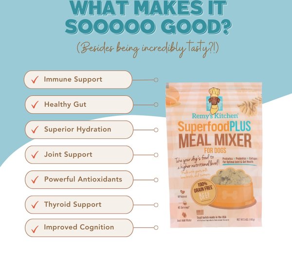 Remy's Kitchen SuperfoodPLUS Meal Mixers Beef Grain-Free Dog Food Topping, 5-oz bag
