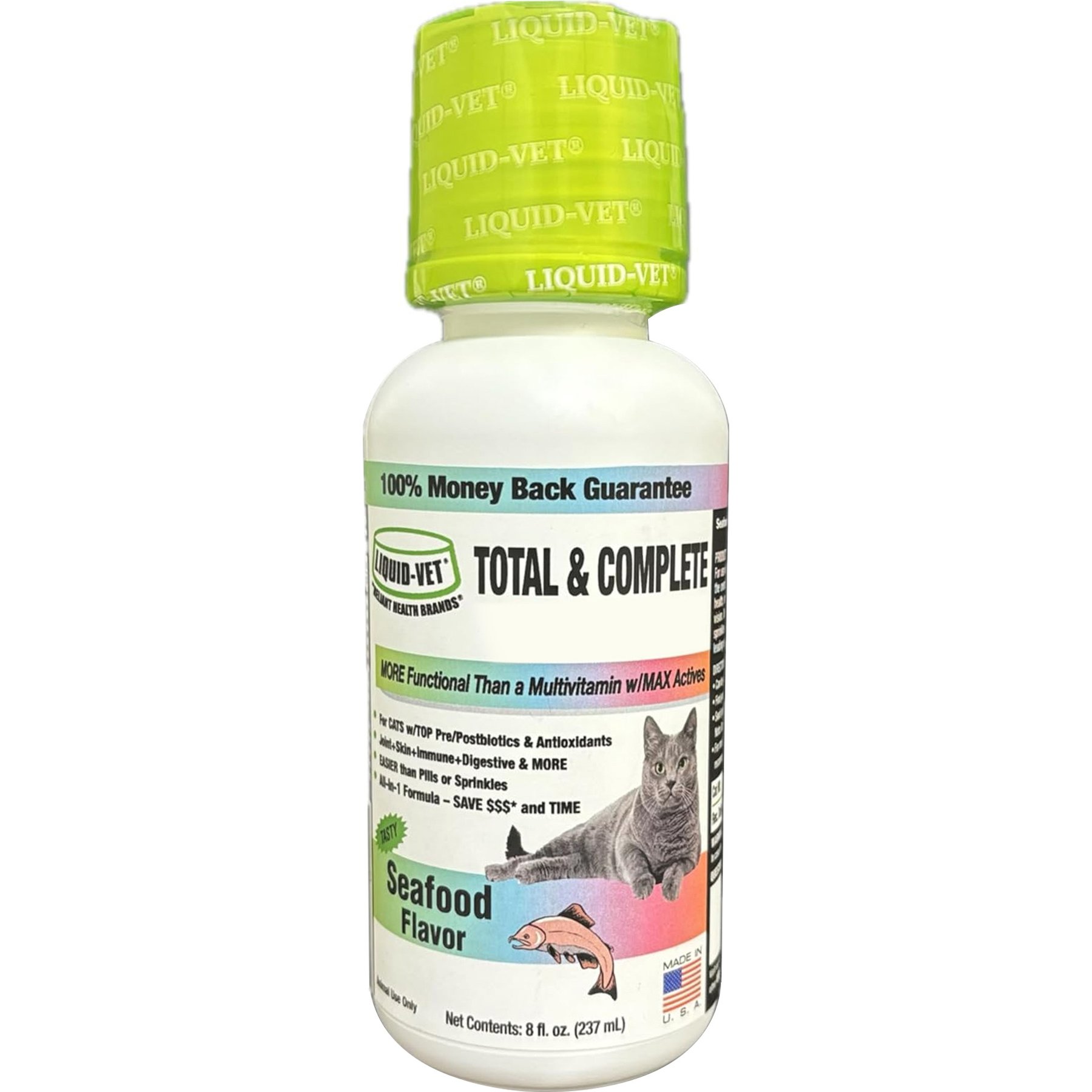 Liquid-Vet Feline Total & Complete Seafood Flavored Liquid Multi-Supplement for Cats, 8-fl oz bottle