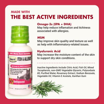 Show full view: Liquid-Vet Itch & Allergy Support Allergy-Friendly Unflavored Cat Supplement, 8-fl oz bottle slide 5 of 10