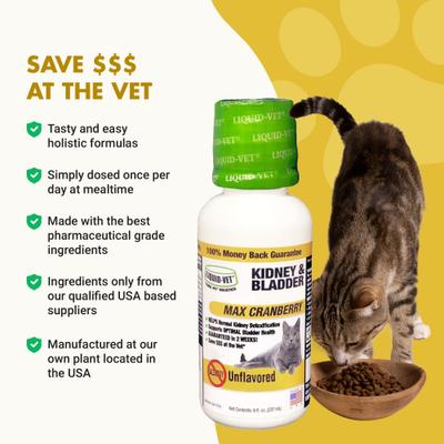 Show full view: Liquid-Vet Kidney & Bladder Support Allergy-Friendly Unflavored Cat Supplement, 8-fl oz bottle slide 6 of 12