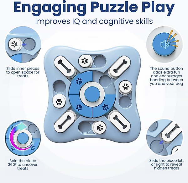 Show full view: PawsPik Interactive Treat Dispensing Puzzle Dog Toy, Light Blue slide 4 of 10