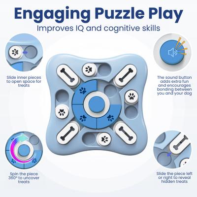 Show full view: PawsPik Interactive Treat Dispensing Puzzle Dog Toy, Light Blue slide 4 of 10