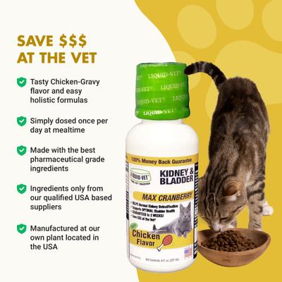 Show full view: Liquid-Vet Kidney & Bladder Support Chicken Flavor Cat Supplement, 8-fl oz bottle slide 6 of 12