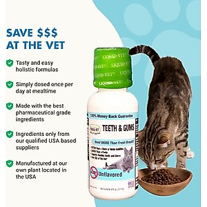 Liquid-Vet Teeth & Gums Support Allergy-friendly Unflavored Cat Supplement, 8-fl oz bottle