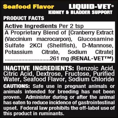Show full view: Liquid-Vet Kidney & Bladder Support Seafood Flavor Cat Supplement, 8-fl oz bottle slide 10 of 13