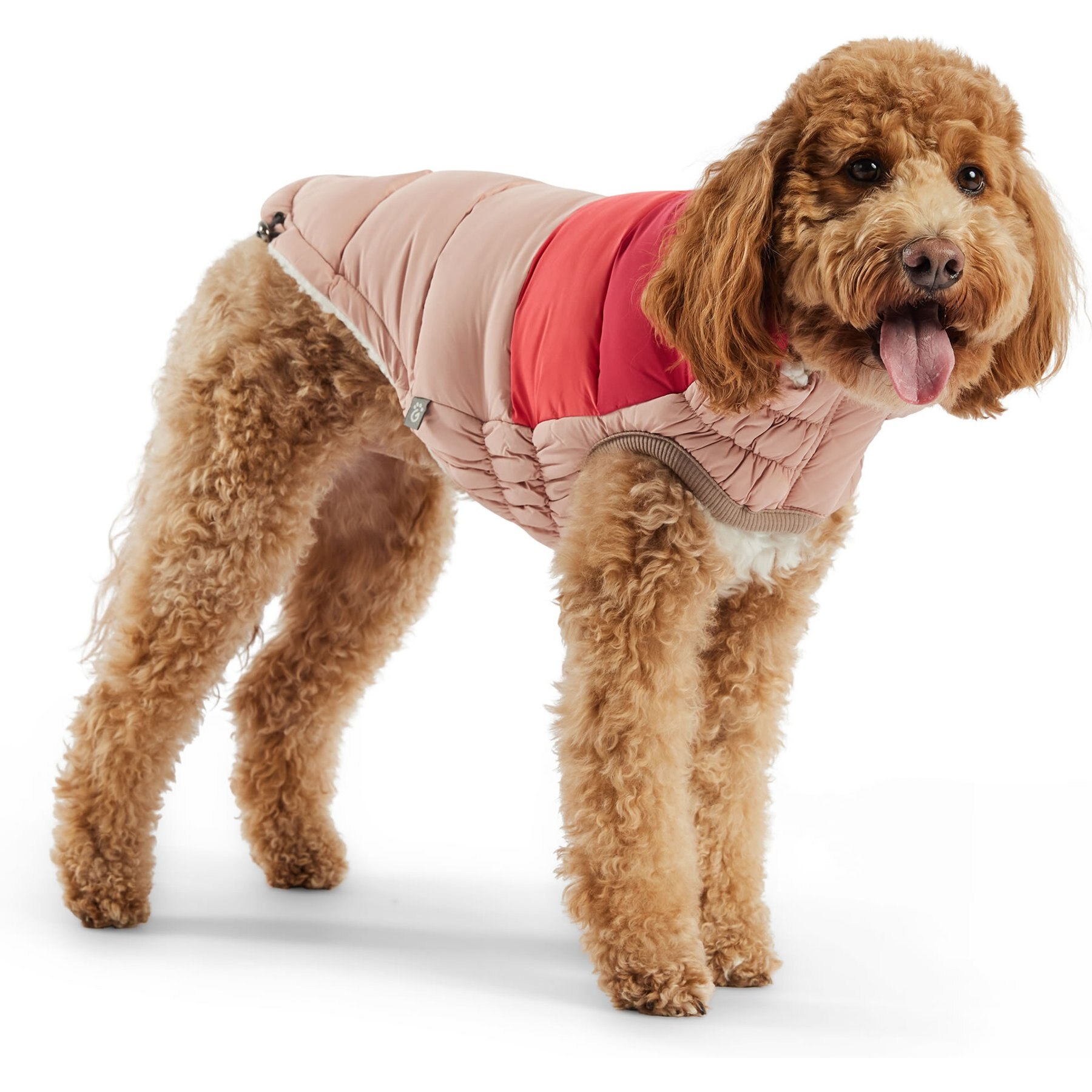GF Pet Color Block Dog Puffer Jacket, Pink, X-Small