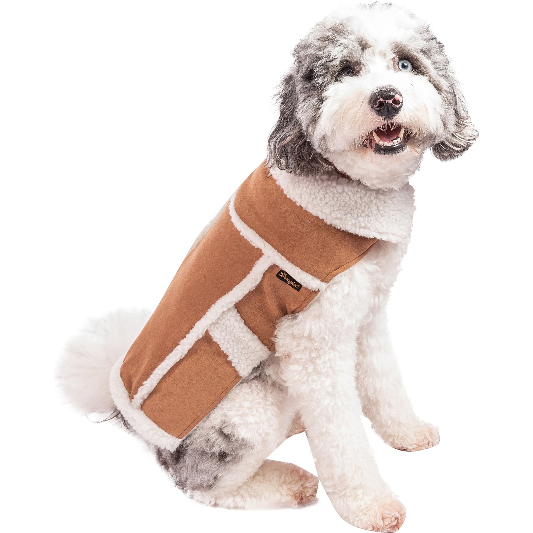 Wrangler Faux Suede & Sherpa Dog Jacket, Tan, X-Large