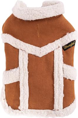 Show full view: Wrangler Faux Suede & Sherpa Dog Jacket, Tan, X-Small slide 3 of 8