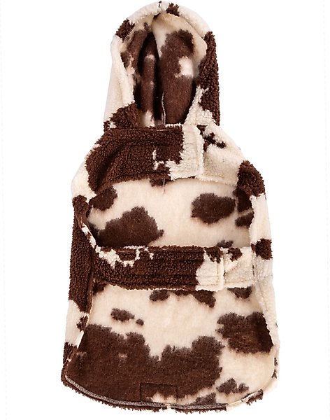 Show full view: Wrangler Cow Print Fleece Dog Hoodie, Brown White, Large slide 3 of 7