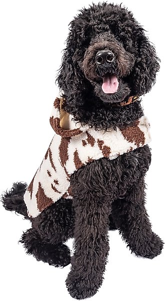 Show full view: Wrangler Cow Print Fleece Dog Hoodie, Brown White, Large slide 1 of 7
