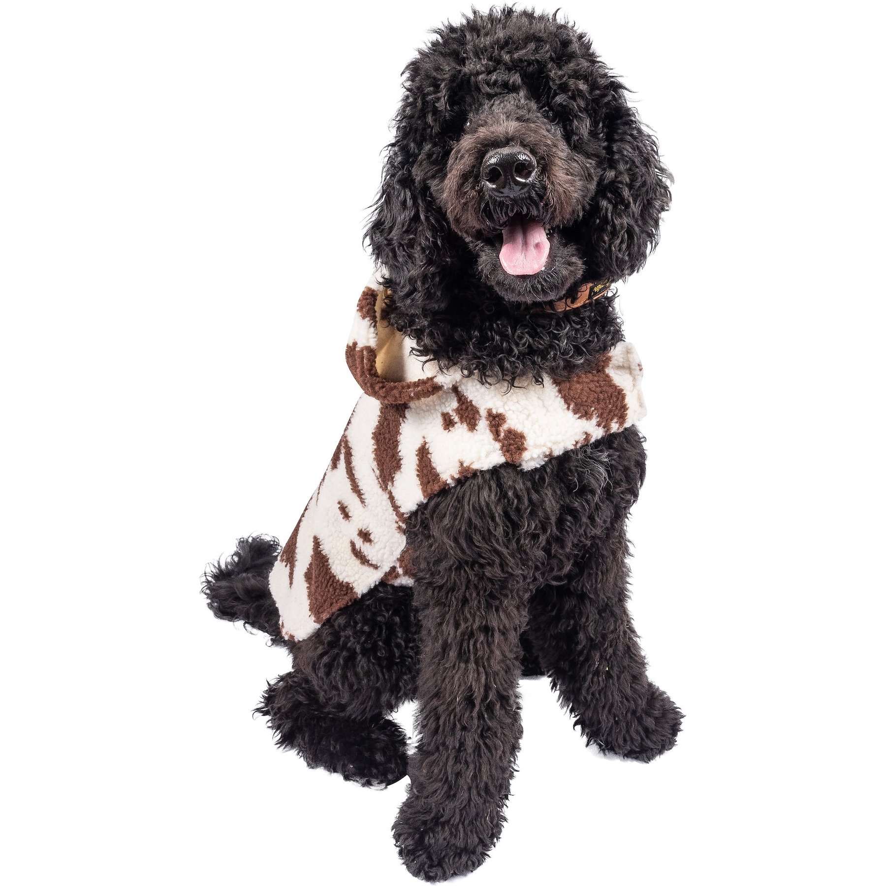 Wrangler Cow Print Fleece Dog Hoodie, Brown White, X-Large