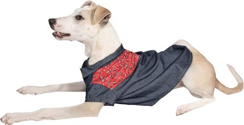 Show full view: Wrangler Pattern Yoke Denim Dog Shirt, Dark Blue, Small slide 6 of 10