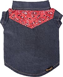 Wrangler Pattern Yoke Denim Dog Shirt, Dark Blue, Small