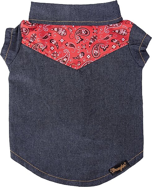 Show full view: Wrangler Pattern Yoke Denim Dog Shirt, Dark Blue, X-Large slide 1 of 9